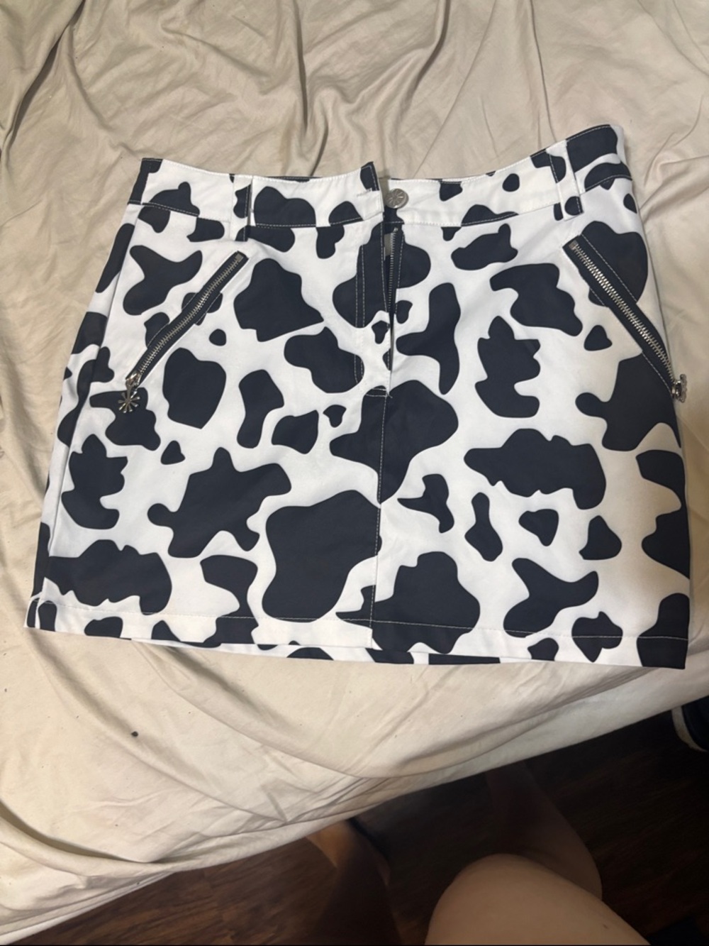 dELiA*s Black and White Cow Print Mini Skirt
